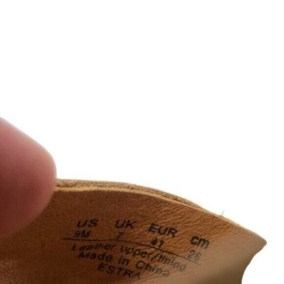 Maya | Tan Leather Mid Wedge Heel Ankle Strap Sandals Shoes Size 9 - Picture 9 of 10